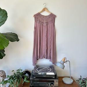 Vintage Flowy Lace Midi Dress | Size M
